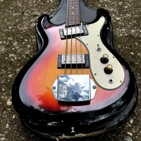 U1800b Univox Hi-flier Bass Guitar Phase Iii Short Scale Ft75 Sunburst Humbuckers