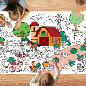 Us 744759376060 Farm Animals Coloring Tablecloth For Kids Diy Crafts Table Cloth