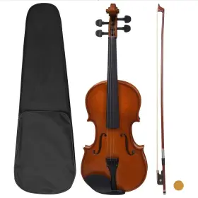 Vidaxl 719883885582 Violin Full Set With Bow And Chin Rest Dark Wood 4/4