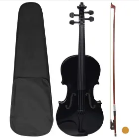 Vidaxl 719883885599 Violin Full Set With Bow And Chin Rest Black 4/4
