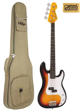 V4sb-bag Vintage Guitars V4 Bass Guitar - Sunset Sunburst With Gig Bag