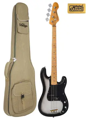 V4svr-bag Vintage Guitars V4 Bass Guitar - Silver Burst V4svr With Gig Bag