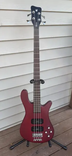 Warwick 033685259612 2022 Rockbass Streamer Standard 4 - Burgundy Red Satin With Gig Bag