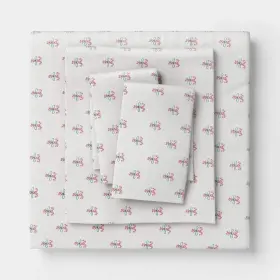 Wondershop 198850528833 Queen Christmas Holiday Flannel Sheet Set Candy Canes -