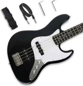 Yuedong Music 313111318347 4string Electric Bass Guitar Black Standard Full Size Solid Paulownia Body Maple