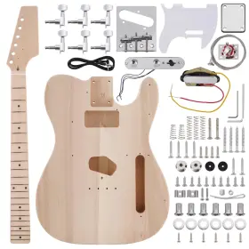 Zeff 653998004446 Diy Guitar Kit With Basswood Body 6 Strings Kits Maple Neck Rosewoo
