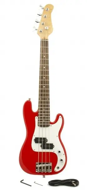 16245rd Zenison B-stock Electric Base Guitar Small Scale 36 Inch Childrens Sized Mini Red Youth