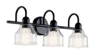 Kichler Avery 24" 3-LIGHT Bathroom Vanity In Black Seeded Glass 200$MSRP Open. Price: $146.99.
