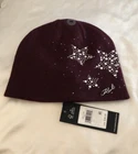 Karl Lagerfeld Wine Ribbed Beanie Hat Sparkle Stars Studded Accents Os Nwt New. Price: $35.00.