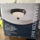 Hampton Bay Bercello Estates 15 In. 2-LIGHT Volterra Bronze Flush Mount+etched New. Price: $120.00.