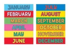 Hygloss 12-PCS Wall Calendar Monthly Cards, Months 11"W X 2.5"H, Assorted Brand. Price: $16.43.