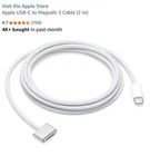 Apple Usb-c To Magsafe Power Cable 2M Silver MW613AM/A For Macbook Pro New. Price: $40.00.