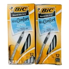 24 Pens Bic Round Stic Grip Xtra-comfort Black Ink Ballpoint Fine New. Price: $10.35.