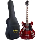 Grote 335-02 Retro Electric Guitar Selected Flame Maple Top Red With Black Bag New. Price: $293.00.