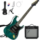 Electric Guitar 39 Inch Full Size Solid Wood Kit Amplifier Green MEG-100 Mustar New. Price: $259.99.