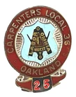 Carpenters Local 36 Oakland 25 Year Sterling Silver Union Pin A13 Used. Price: $15.00.