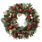 Kirkland 76.2 Cm (30 In.) Pre-lit Wreath With 50 Battery Operated Led Lights Open. Price: $22.95.