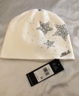 Karl Lagerfeld White Ribbed Beanie Hat Sparkle Stars Studded Accents Os Nwt New. Price: $35.00.