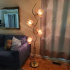 Vintage Style Lotus Flower Floor Lamp Pink Glass Gold Mcm 73 Tall Nib New. Price: $1200.00.