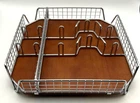 Chrome Wire Letter Mail Organizer W/ Wood Base Desktop File Sorter Office Used. Price: $12.99.