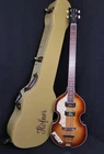 Hofner HCT-500/1L-CV Left Handed Cavern Beatle Violin Bass With Tweed Case Open. Price: $979.00.
