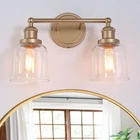 Coastal Bell Bathroom Vanity 2-LIGHT Brass Gold Transitional Powder Open. Price: $36.07.