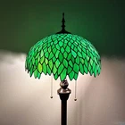 Tiffany Style Floor Lamp Green Stained Glass Leaves Metal Base Led Bulb 64"H16"W New. Price: $209.99.
