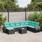 Vidaxl 9 Piece Patio Sofa Set With Cushions Black Poly Rattan New. Price: $1003.26.