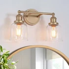Coastal Bell Bathroom Vanity 2 Light Fixture Brass Gold Transitional Uolfin New. Price: $49.00.