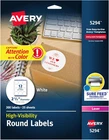 Round Printable Labels, 2.5" Diameter, Matte White, Sure Feed Technology, Laser New. Price: $23.43.