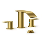 Androme 8 In. Widespread Double Handle Bathroom Faucet With Metal Drain Gold Open. Price: $40.99.