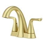 Pfister Willa Bathroom Sink Faucet, 4-INCH Centerset, 2-HANDLE, 3-HOLE, Gold F.. Open. Price: $125.41.
