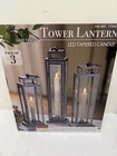 Evergreen Tower Lantern, Led Tapered Candle Set 3-PACK In Gray With Remote New. Price: $48.00.