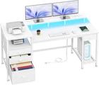 60" White Office Computer Desk With 4 Drawers,gaming Led Lights And Po New. Price: $171.58.