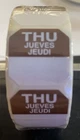 New Daymark Of The Week 1"X1" Dissolvable Label Thursday Roll 500 Sticker. Price: $9.99.