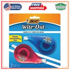 Bic Wite-out Brand Ez Correction Tape, 39.3 Feet, 2-COUNT Pack Of White New. Price: $6.43.
