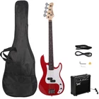 Glarry 46IN Beginner Electric Bass Guitar Starter Kit W/case 20W Amp Red New. Price: $91.99.