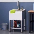 Trinity Stainless Steel Utility Sink W/ Pull-out Faucet, Single Bowl, New. Price: $412.49.