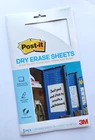 Post-it 3M Dry Erase Sheets Pack 7" X 11.3" Peel & Stick To Create Whiteboard New. Price: $5.00.