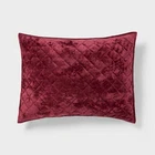 Standard Luxe Diamond Stitch Velvet Quilt Pillow Sham Berry Red - Threshold : Open. Price: $16.99.
