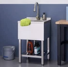 Trinity Stainless Steel Utility Sink W/ Pull-out Faucet, Single Bowl, Open Box Used. Price: $225.00.
