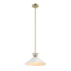 Globe Electric 1-LIGHT Pendant Light, Matte Brass Finish, White Tapered Metal Open. Price: $32.79.