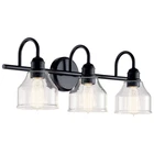 Kichler Avery 24" 3-LIGHT Bathroom Vanity In Black With Clear Seeded Glass Open. Price: $77.07.