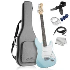 Electric Guitar 39 Inch Full Size Light Blue Silver Kit Ashthorpe Padded New. Price: $179.99.
