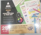 Arteza 25 Pc SET-12 Gel HIGHLIGHTERS/12 Black Ink PENS/1HIGHLIGHTER Sharpene New. Price: $18.40.