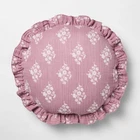 Round Ruffle Floral Jacquard Pillow Purple/cream - Threshold Designed With Stud New. Price: $15.99.