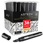 Arteza Permanent Markers Set 36, Black, Chisel Tip, Waterproof Ink New. Price: $23.99.