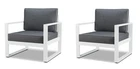 2 Real Flame Baltic White Aluminum Outdoor Chairs With Grey Cushions New. Price: $277.52.