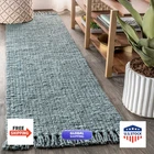 Jonathan Handwoven Jute Fringe Light Blue/gray Runner Rug 2X8 Pata Bohemian New. Price: $277.35.