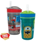 Nuby Snack Bowl Straw Cup 2 Pack Aqua Monsters Grey Cars New. Price: $24.99.